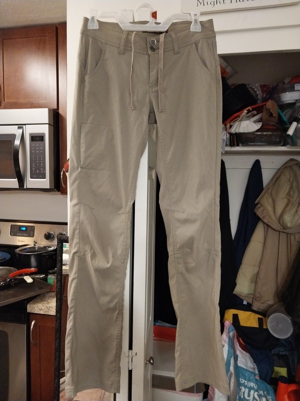 Women's Prana Khaki Hiking Pants W/Front Zipper Pocket
